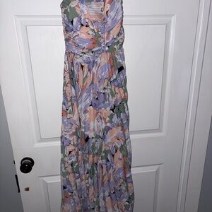 Astr Floral Maxi Dress in Purple, Pink, and Green